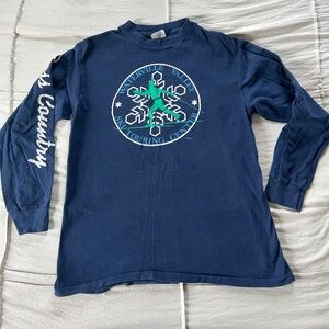 1984 Waterville Valley New Hampshire Vintage Navy Blue Long Sleeve Tee Ski Tee